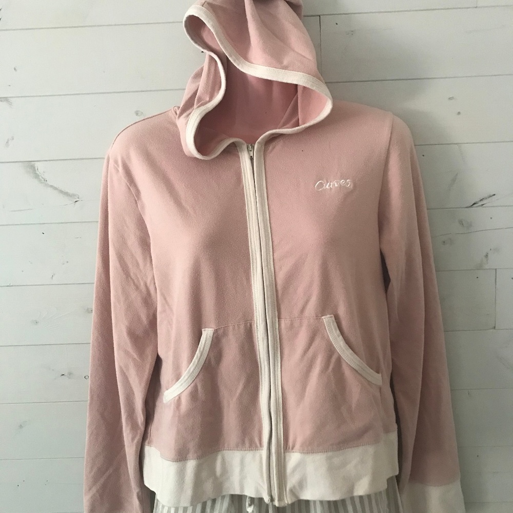 Curves Pink & Cream Hoodie Sweatshirt